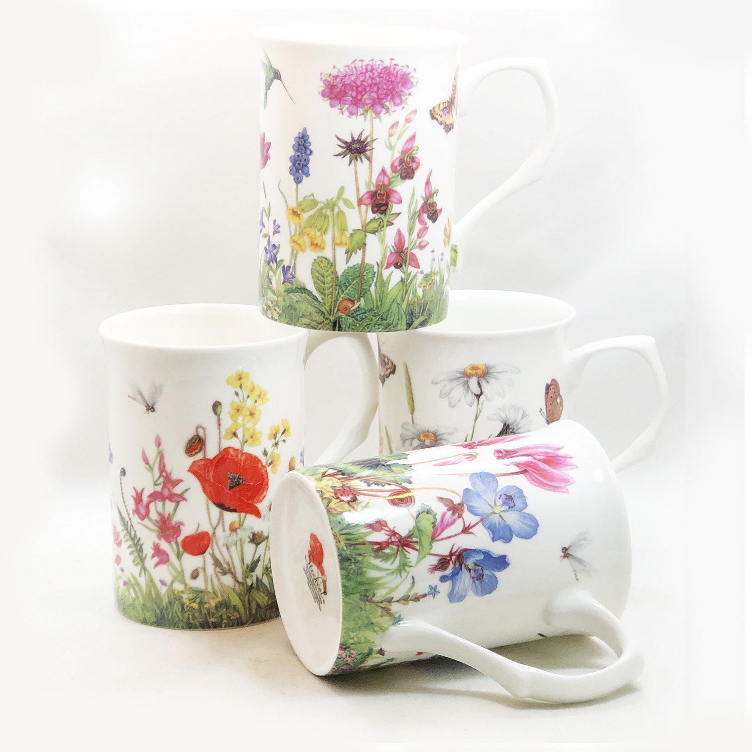 Meadow Blooms Collection - Set of 4 Fine Bone China Mugs, photo-1