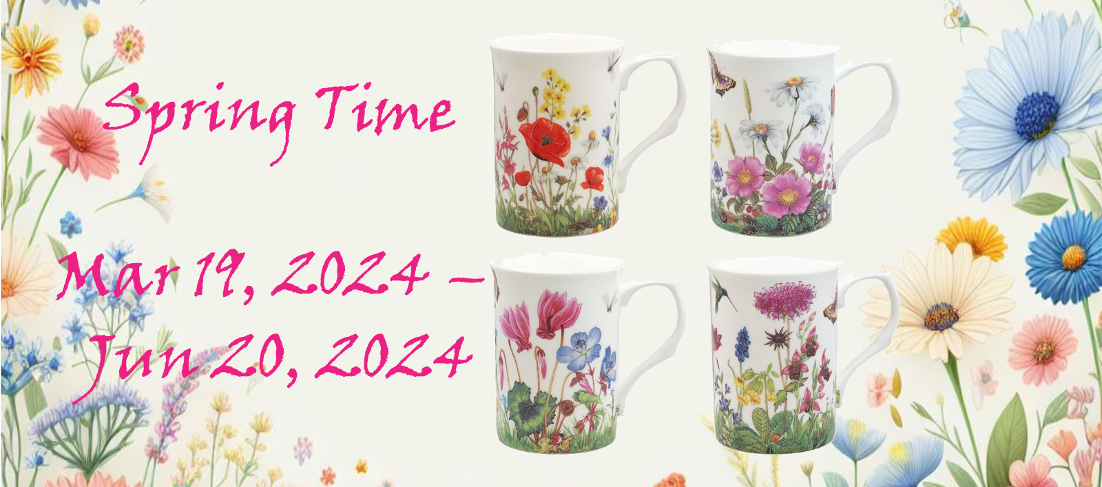 spring time tea mug - set of 4