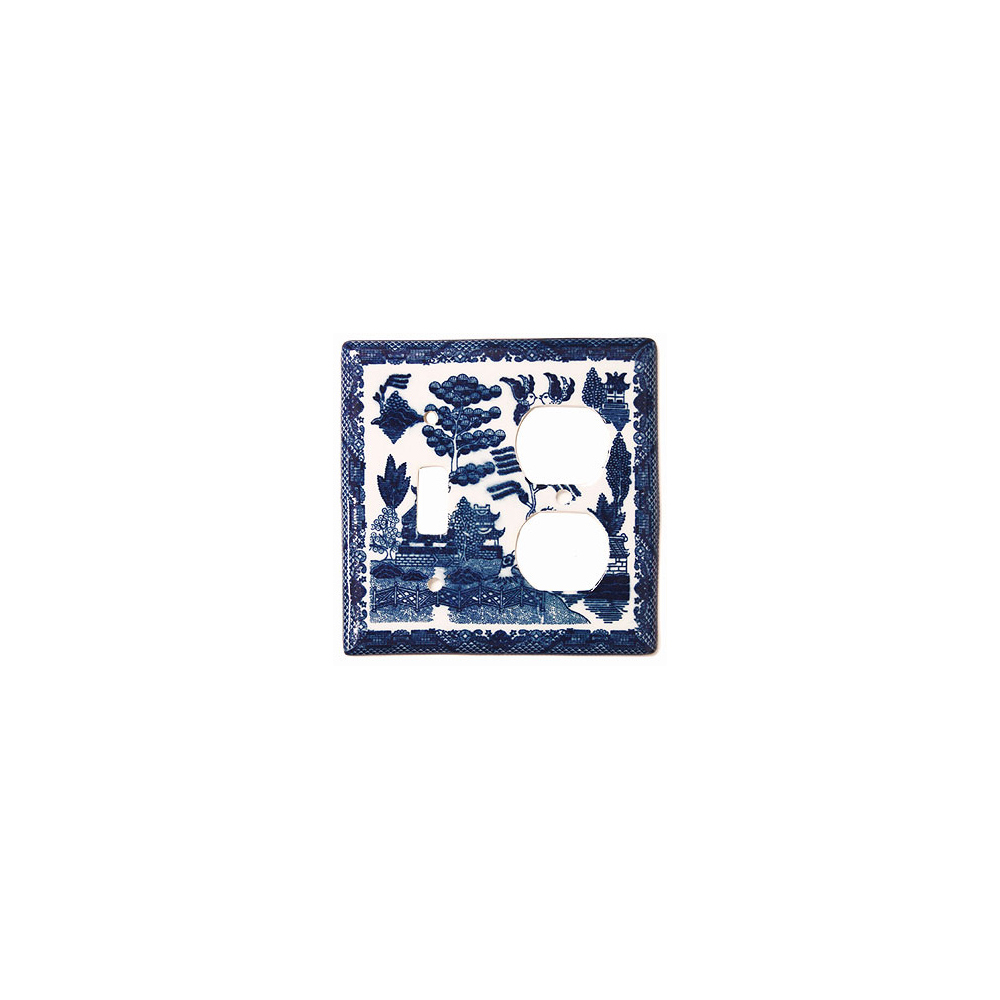 Blue Willow Ware - Electric Cover for Duplex Receptable & Single Switch