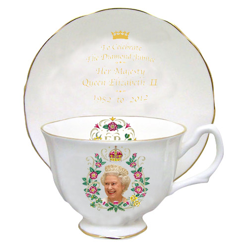 Queens Diamond Jubilee Tea Cup & Saucer Set