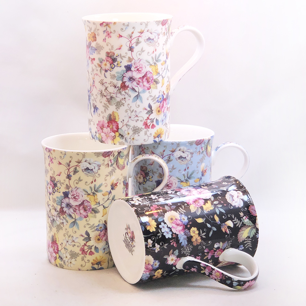 Chintz Mug Set - Old Garden Variety in 4 Assorted Colors, photo-1