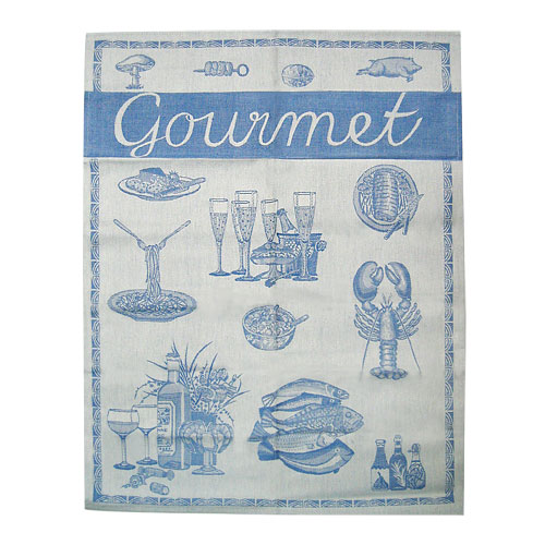 French Jacquard Kitchen/Tea Towel - Blue Gourmet