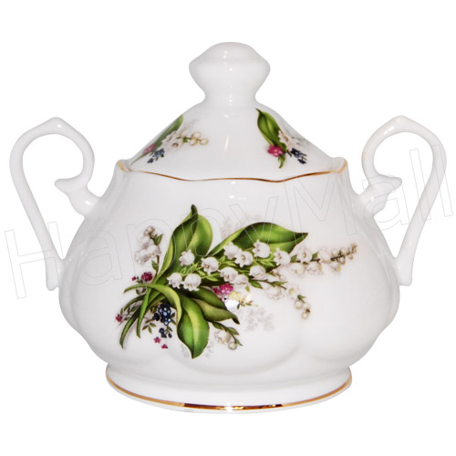 Lily of the Valley Fluted Cream and Sugar Set, photo-2