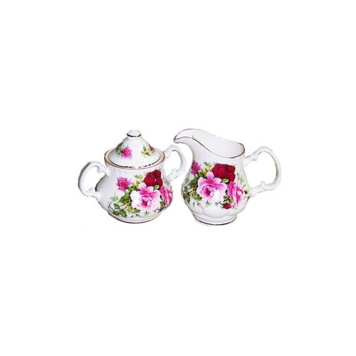 Covered Cream and Sugar Set - Summertime Rose