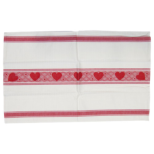 Hearts Cotton Kitchen Towel - Red