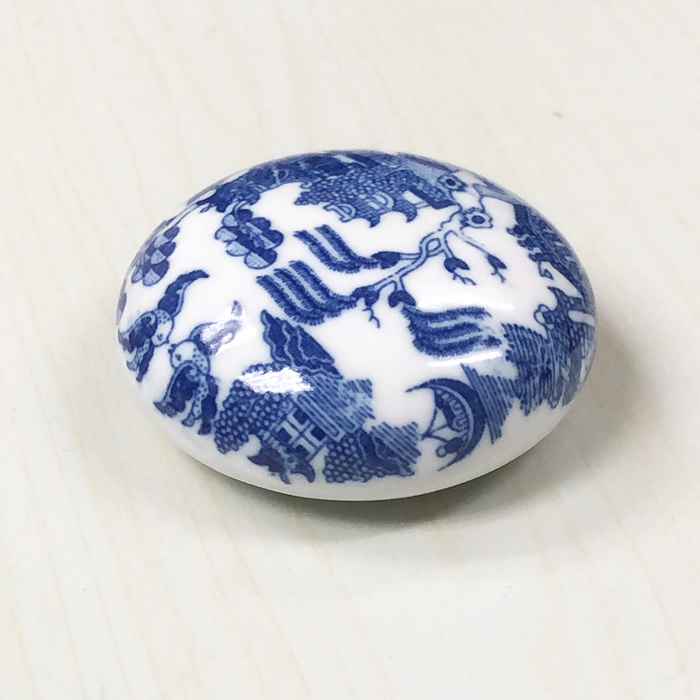 Blue Willow Paperweight, 2-3/8D, photo-1