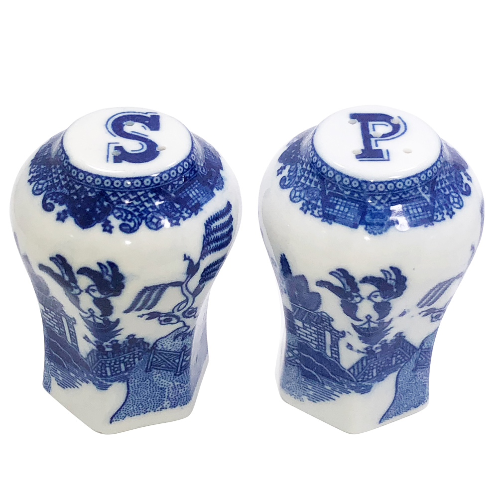 Blue Willow Jar Shape Salt and Pepper Shakers, 2-3/4H, photo-1