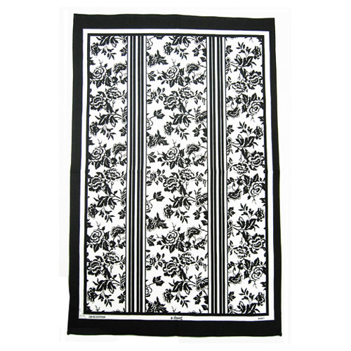 Oxford Floral Black/White, Tea Towel