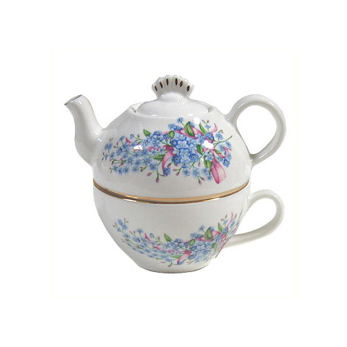Tea-for-one - Forget-me-not w/ Pink Ribbon