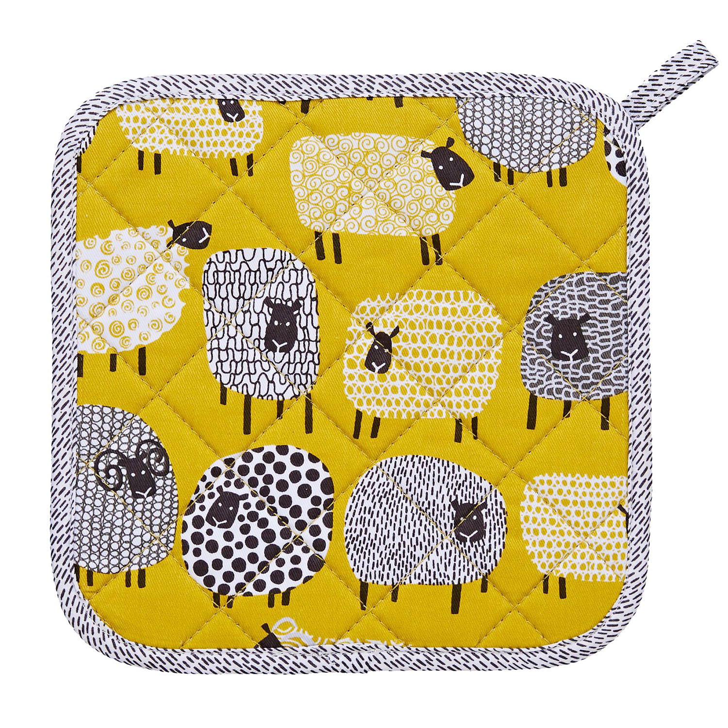 Dotty Sheep Yellow Pot Mat/Trivet