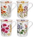 Botanical Floral Bone China Mugs - Set of 4