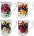 Classic English Rose Mug - Set of 4