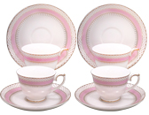 Small 3-Ounce Cup & Saucer Sets - Pink/Gold, Set of 4