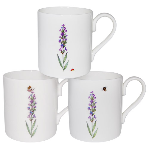 Lavender design on both sides of this large mug Lavender 1 pint bone china mug 