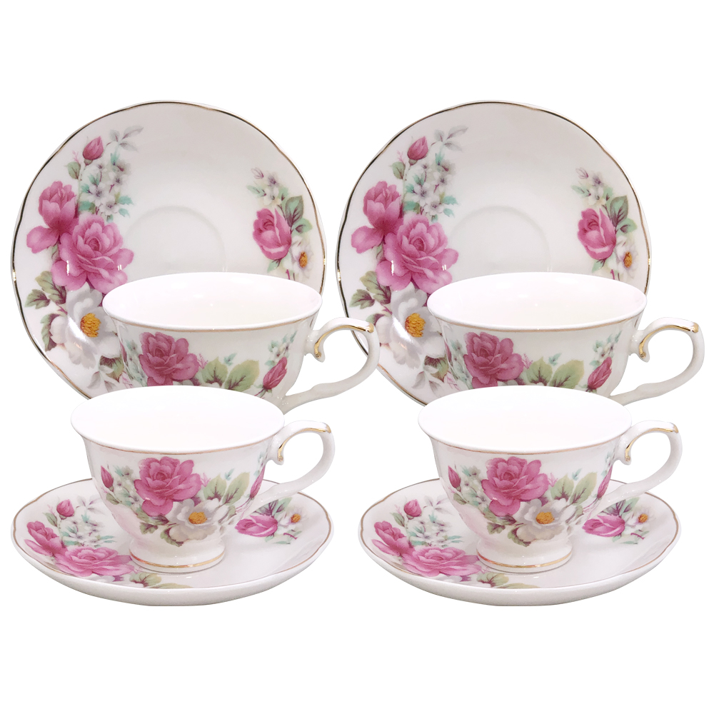 SODIAL Marble Phnom Penh Ceramic Coffee Cup and Saucer Set Afternoon Tea Cup Lovers Gifts Pink 