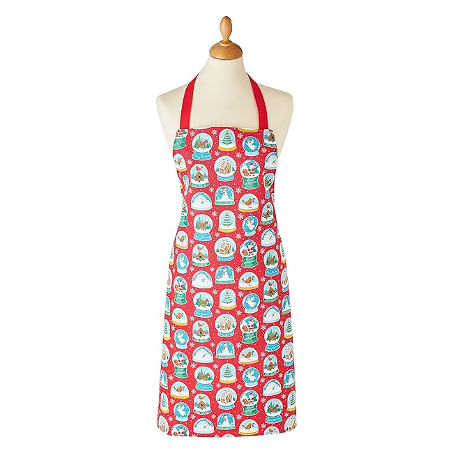 Holiday Snow Globes Cotton Apron